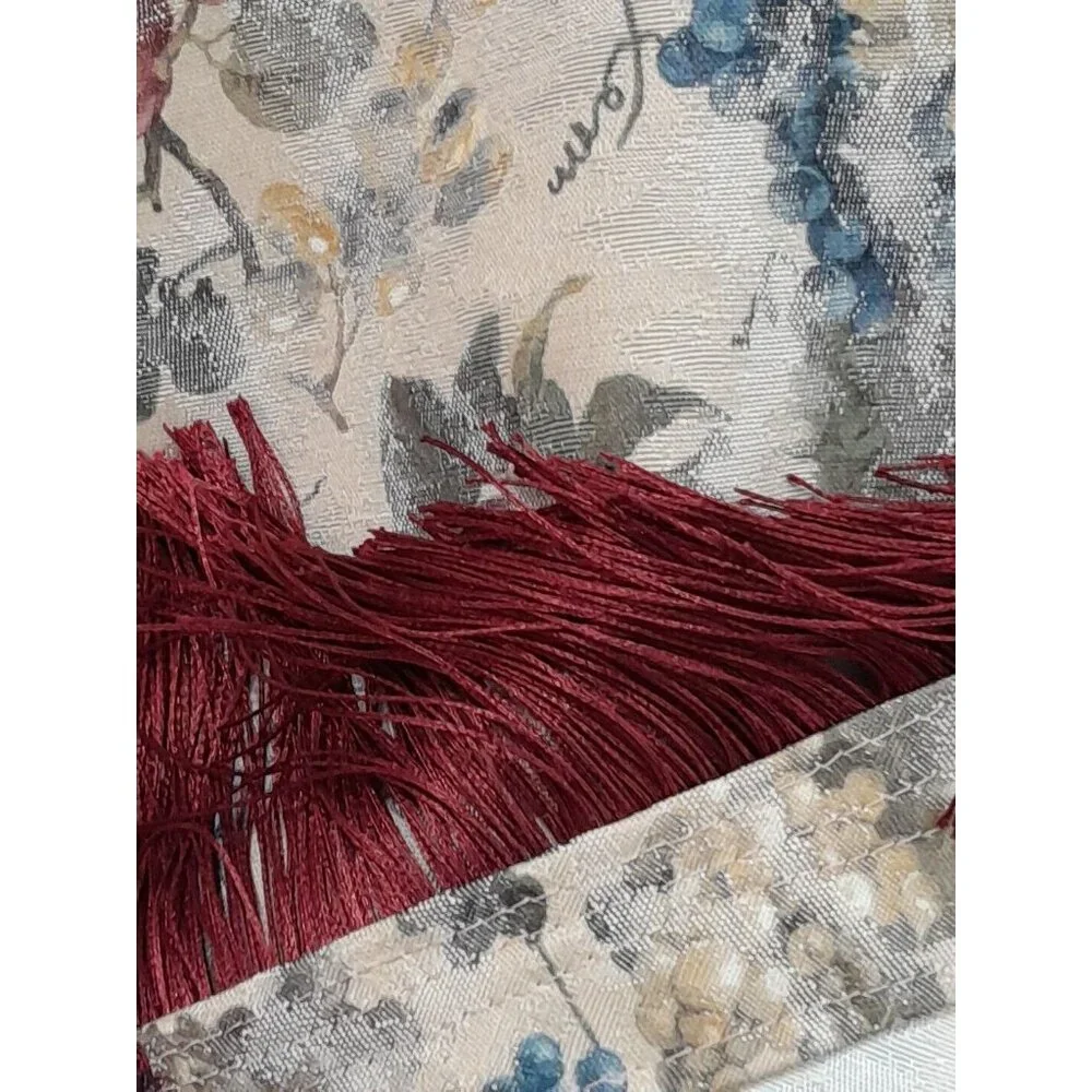 2 Vintage Fall Friut Design Table Runners With Red Fringe 72